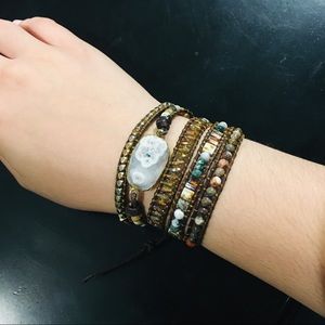 BOHO Leather and Colored Stones Bracelet